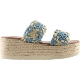 Resim Bueno Shoes Mavi Deri Kadın Dolgu Topuklu Terlik 