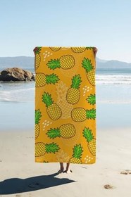 Resim Dijital Baskı Plaj Deniz Havlusu Ananas Desenli Peştamal HVL0165 