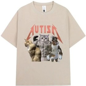 Resim Snapbuy Buff Kediler Otizm Bellek Kısa Kollu T-shirt Kadın Yaz Rahat Spor Hip Hopmavi Mavi 