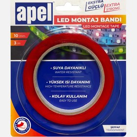 Resim Apel Çift Taraflı Şeffaf Silikon Bant (Led Bandı) Poşet 10mm x 3m 
