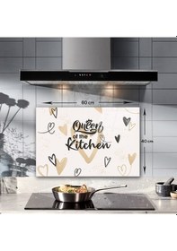 Resim Cam Ocak Arkası Koruyucu | Queen Of The Kitchen Love |40cm x 60cm 