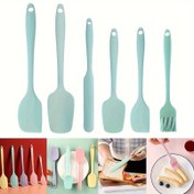 Resim 5 adet Silikon Mutfak Pişirme Aracı Pişirme Aracı Mutfak Masaüstü Eşyaları Kuzey Rengi Büyük Kazıyıcı/Küçük Kazıyıcı/Büyük Spatula/Küçük Spatula/Yağ Fırçası/Uzun Spatula Makaron Rengi Pişirme Aracı Kek Krem Spatula Peynir Servis 