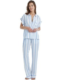 Resim Blackspade Kadın Önden Düğmeli Kısa Kol Mavi Çizgili Pijama Takımı C2t5n3o15- 001 