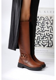 Resim Ginan Taba Toka Detaylı Kısa Topuklu Fermuarlı Çizme 001 