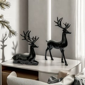 Resim 2 Modern ve Zarif Geyik Heykelleri, Zarif ve Sıcak Ev Dekorasyonu, Masaüstü Raflar ve Ofis Masaları için Uygun, Yatak Odası / Oturma Odası Kış Tatil Dekorasyonu için Mükemmel, Noel Hediyeleri, Sevgililer Günü Hediyeleri Noel, Cadılar Bayramı Süsleri, Sonbahar Ev Dekorasyonu Koleksiyon Figürleri 