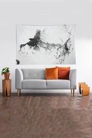 Resim Pelangi Beyaz Kartal Desenli Leke Tutmaz Kadife Kumaş Duvar Örtüsü Duvar Halısı Tapestry YWLL451, 70 x 100 