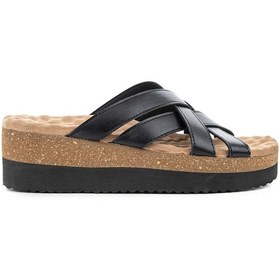 Resim Muya Sorriso Anatomik Taban Topuk Dikeni Kadın Terlik Siyah - Bej 