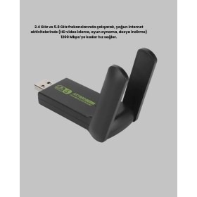 Resim Shopwave Ultratekno Dual Band Wifi Adaptör – 1200 Mbps, USB 3.0, Çift Antenli, Geniş Kapsama Alanı ve Yüksek Hız 