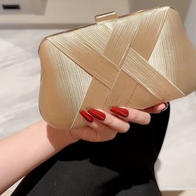 Resim Şık Altın Dokuma Bayan Clutch, Tokalı Kapanışlı Akşam Çantası - Düğünler, Gala Partileri ve Davetler İçin Mükemmel 