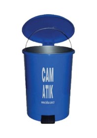 Resim Omnipazar Sy-4219 Mavi Cam Atık Kovası Pedallı Yuvarlak İç Kovalı 40 Lt Mavi 