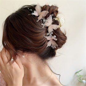 Resim Rhinestones ve Boncuklarla Şık Kelebek Saç Tutturu - Y2K İlhamlı Büyük Peri Tarzı Kadın Şark Klibi - Düğünler, Noel ve Yılbaşı Hediyeleri için Mükemmel - Reçine, Sevimli Papyon Şekli, Tek Parça, Tek Renk 