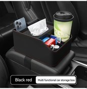 Resim Xuweiwei 1 Adet Lüks Yapay Deri Merkezi Konsol Organizatör Black Red İçecek Telefon Aksesuar Saklama Kutusu 