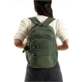 Resim Baginn Kadın Sırt Çantası Çok Cepli 30 25 Cm Hafif Klinkır Kumaş Spor Seyahat Çantası Su İtici Kumaş Yeşil 