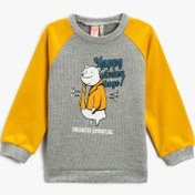 Resim Erkek Bebek Bisiklet Yaka Baskılı Sweatshirt Uzun Kollu 