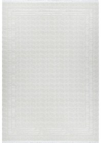 Resim Grid Motifli Geometri Modern Tasarımlı Pamuk Tabanlı Salon - Oturma Odası Krem Renk Halı Krem 