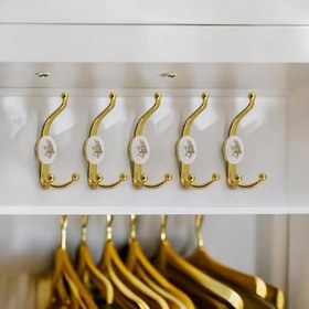 Resim 5 ADET Gold Altın Askı Dolap Askılık Askılığı Banyo Mutfak Askısı Duvar Kapı Elbise Kıyafet Vestiyer 