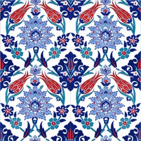 Resim Armada Çini 20X20 Cm Ac 4 İznik Lale Desen Kütahya Çini Karo 