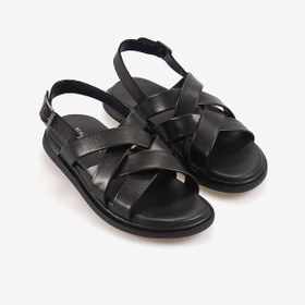Resim Kemal Tanca Erkek Kauçuk Tabanlı Deri Comfort Günlük Çapraz Bantlı Sandalet 555 siyah 