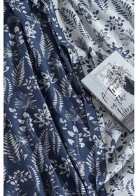 Resim Elart Mokka Keten Görünümlü Yatak Örtüsü Pike Seti 3 Parça Çift Kişilik Lacivert 