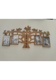 Resim Çerçeve Kaliteli Ve Şık Ağaç Temalı 4 Fotoğraflık Kişiye Özel İsim Ve Renk 