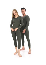 Resim Sauna Suit Unisex Kışlık Termal Içlik, Sıcak Tutan Pamuklu Yakmayan, Haki Termal Takım, Termal Fanila Iclik Haki 