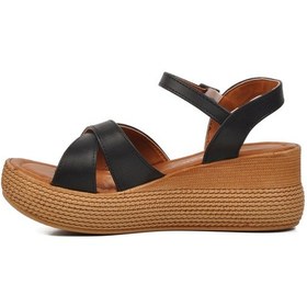 Resim Ayakmod 426093 Siyah Kadın Dolgu Topuk Sandalet 001 