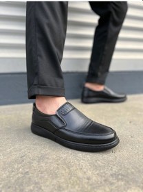 Resim Classique Bağcıksız Cilt Erkek Günlük Klasik Ayakkabı Siyah 