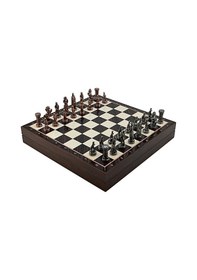 Resim Gifthome Orta Boy Metal İngiliz Satranç Takımı Antik Ve Ceviz Des 