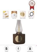 Resim Torima D53 Beyaz Vintage Gaz Lambası Taşınabilir Bluetooth Speaker Ayarlanabilir Işıklı USB Şarjlı 