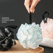 Resim Lüks Büyük Banyo Süngeri Seti - Kolay Depolama İçin Asma Kurdeleli Yumuşak, Dayanıklı Fileli Duş Pouf - Nazik Peeling ve Zengin Köpük İçin İdeal - Kadın Banyo Gereksinimleri, Duş Aksesuarları İçin Mükemmel 