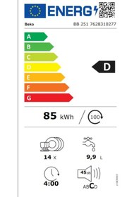 Resim Beko BB 251 5 programlı 14 Kişilik Tam Ankastre Bulaşık Makinesi 