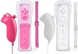 Resim Donop Wii Remote with Nunchuck, Wii Controller with Nunchuck, Compatible with Nintendo Wii/Wii U, 2 Pack (White and Pink) 