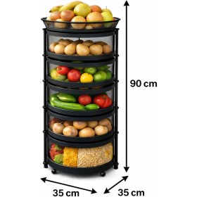 Resim Doremcy 5 Katlı Yana Açılır Sebzelik Meyvelik Patates Soğan Sepeti 90X35 cm Çok Amaçlı Mutfak Depolama Rafı 