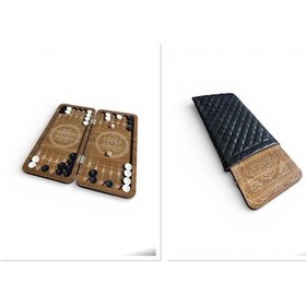 Resim 2026 Tavla Seyahat Mini Mobil Çanta Cep Kamp Piknik Kafe Tavla Seti 24 X 12 Cm Ceviz İnce Desenli 