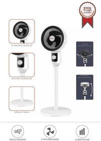 Resim Torima SF-07 Beyaz Ayaklı Portatif – 45W 3 Kademe 3 Pervaneli 8'' İnc Vantilatör Fan 