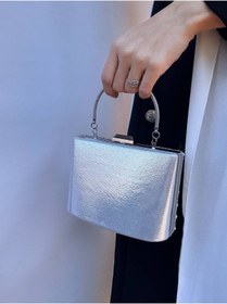 Resim Çanta Trend Kadın Taşlı El ve Uzun Zincir Askılı Kova Model Abiye Çanta ( Düğün Nişan Nikah Balo Mezuniyet ) 