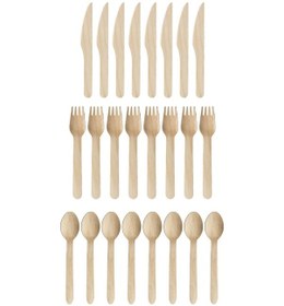 Resim Supertrend 24 Parça Doğa Dostu Ahşap Çatal Bıçak Kaşık Seti 