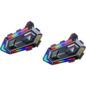 Resim 2 Adet Y20 Max Telsiz Özellikli Bt5.3 Motosiklet Kask Kulaklık Rgb Motorsiklet Interkom 