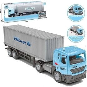 Resim Oyuncak Metal Kafalı Konteynır Taşıyan Tır - Mavi 24 cm 