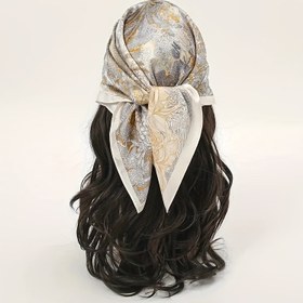 Resim Şık Çiçek Desenli Kare Eşarp - Kadınlar için Çok Yönlü Moda Aksesuarı, Nefes Alabilen Yumuşak Kumaş, Elde Yıkama/Kuru Temizleme, Günlük ve Resmi Kıyafetler İçin, Saç Eşarpi, Şık Tasarım, İpek Gibi Materyal, Stil Sahibi Sarma, Günlük Kullanım Aksesuarı 