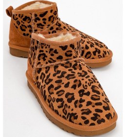Resim Luvishoes Luvi Shoes Zaz Taba Desenli Hakiki Deri Kadın Bilekte Bot Taba 