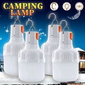 Resim 4-Lü LED Kamp Fenerleri, Şarj Edilebilir USB Taşınabilir Çadır Işığı, Balıkçılık, Seyahat, Macera, Tırmanma için Outdoor Acil Durum Işık Ampulleri - Yüksek Güç LED, 150-350 Lümen, 200-500m Menzil, 36V Maksimum, ABS Malzeme, Pürüzsüz Son, Mat Metal, Lityum İyon Batarya 