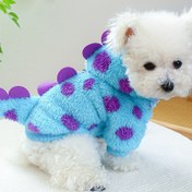 Resim Küçük Dinozor Şekilli Evcil Hayvan Hoodie, Bahar, Sonbahar ve Kış İçin Kalınlaştırılmış Sıcak Köpek Tulum Ceket, Yılbaşı Hediyesi İçin 