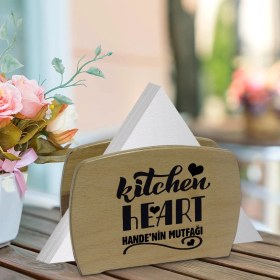 Resim BK Kişiye Özel Isimli Lüks Ahşap Peçetelik-5 