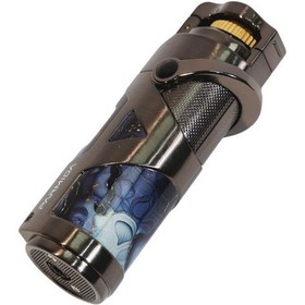 Resim Parmida Tek Torch Pürmüz Gunmetal-mavi Desenli Metal Puro Çakmağı 