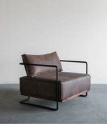 Resim SCY Riposo Metal ve Deri Detaylı Modern Sandalye Tekli Berjer Koltuk 