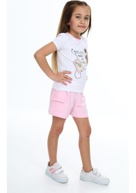 Resim Toontoy Kids Toontoy Kız Çocuk Mucıs Makes Me Happy Baskılı Şortlu Takım Pembe 