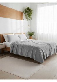 Resim Tomurcuk Çift Kişilik Battaniye Yumuşacık, Sıcak Tutan Ve Dayanıklı Gri 