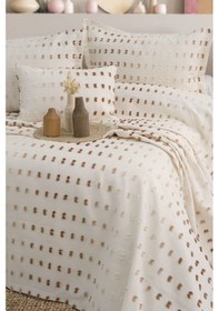 Resim Loren 4 Parça Çift Kişilik Yatak Örtüsü Seti Ekru 240 X 260 Cm Ekru 