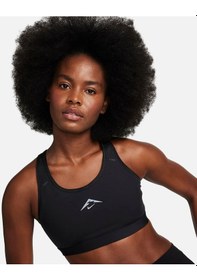 Resim Nike Trail Swoosh On-the-run Orta Destekli Hafif Astarlı Kadın Spor Sütyeni Ndd Sport Siyah 